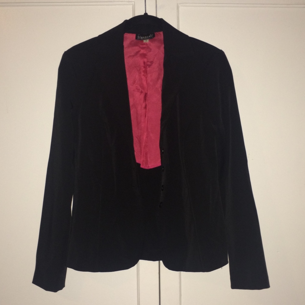 VINTAGE 1990's BLACK SUIT JACKET BLAZER SIZE 4 - Picture 3 of 7